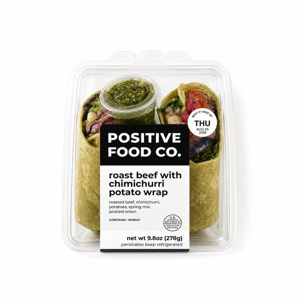 Positive Food Co. Roast Beef with Chimichurri Potato Wrap